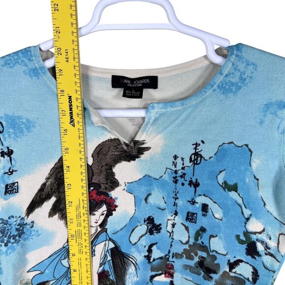 Mark Richards Collection Womens L Silk Blend Asian Tiger Allover Print Top Artsy - Picture 9 of 13